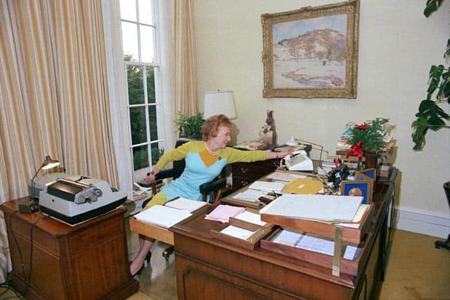 Rose Mary Woods' stretch that 'accidentally' erased 5 minutes of the Watergate Tapes.